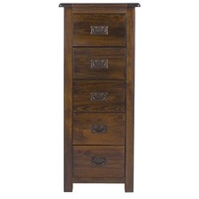 Dark Wood Chest of 5 Drawers
