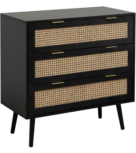 Black rattan chest drawers - black,