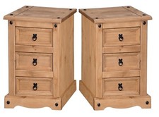 Corona Bedside Narrow 3 Drawer